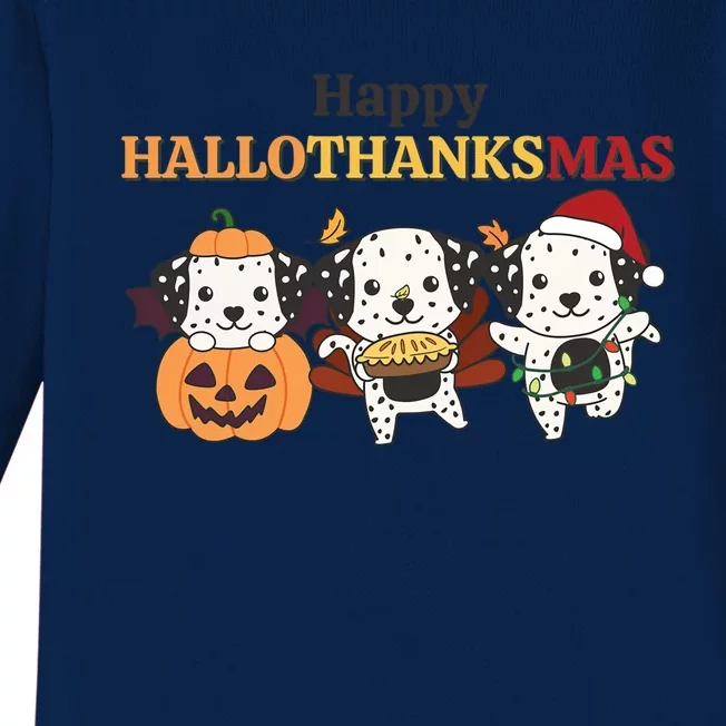 Dalmatian Christmas Halloween Costume Happy Hallothanksmas Meaningful Gift Baby Long Sleeve Bodysuit