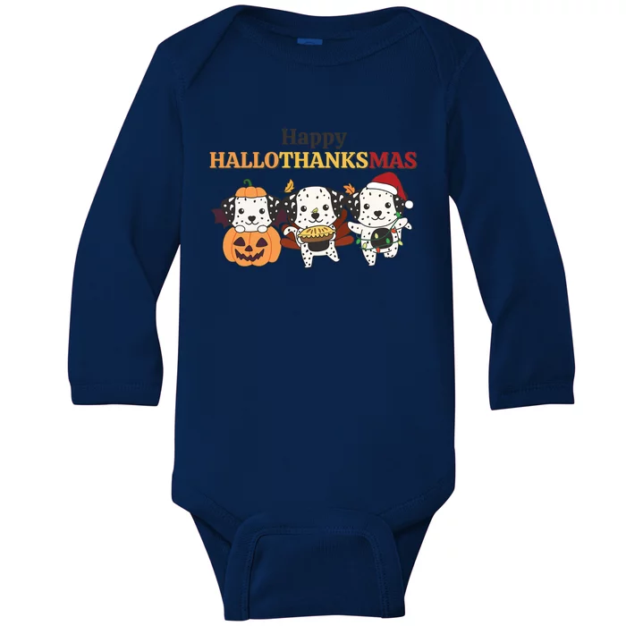 Dalmatian Christmas Halloween Costume Happy Hallothanksmas Meaningful Gift Baby Long Sleeve Bodysuit