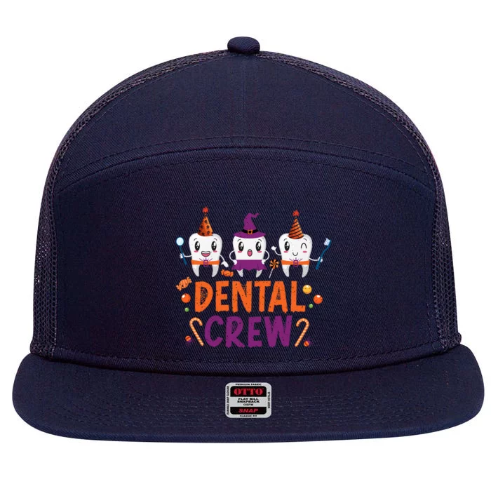 Dental Crew Halloweeen Orthodontics Spooky Dentists Gift 7 Panel Mesh Trucker Snapback Hat