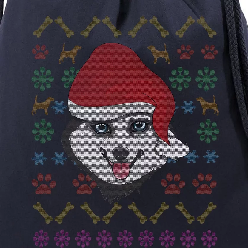 December Christmas Husky Dog Lover Love Christmas Funny Gift Drawstring Bag