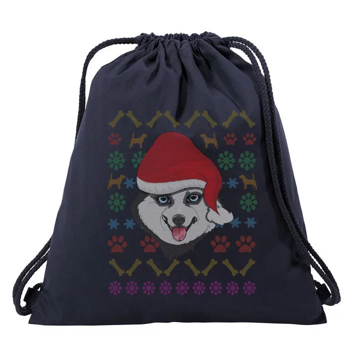 December Christmas Husky Dog Lover Love Christmas Funny Gift Drawstring Bag