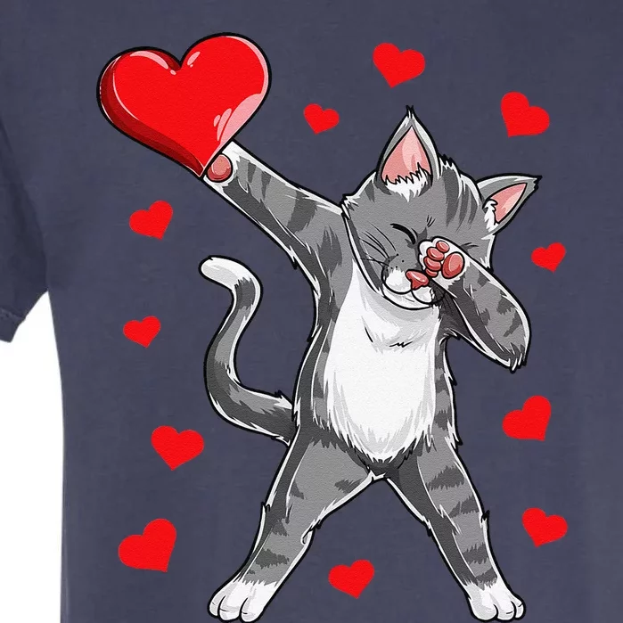 Dabbing Cat Heart Valentines Day Kitty Kitten Lovers Gift Garment-Dyed Heavyweight T-Shirt