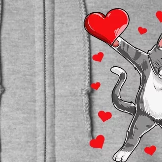 Dabbing Cat Heart Valentines Day Kitty Kitten Lovers Gift Full Zip Hoodie