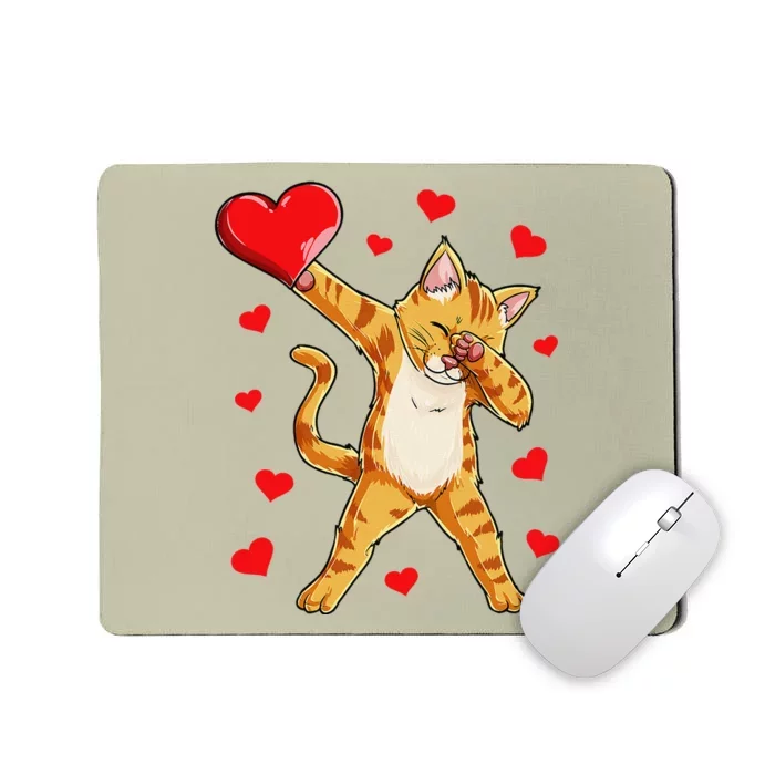 Dabbing Cat Heart Valentines Day Kitty Kitten Lovers Mousepad