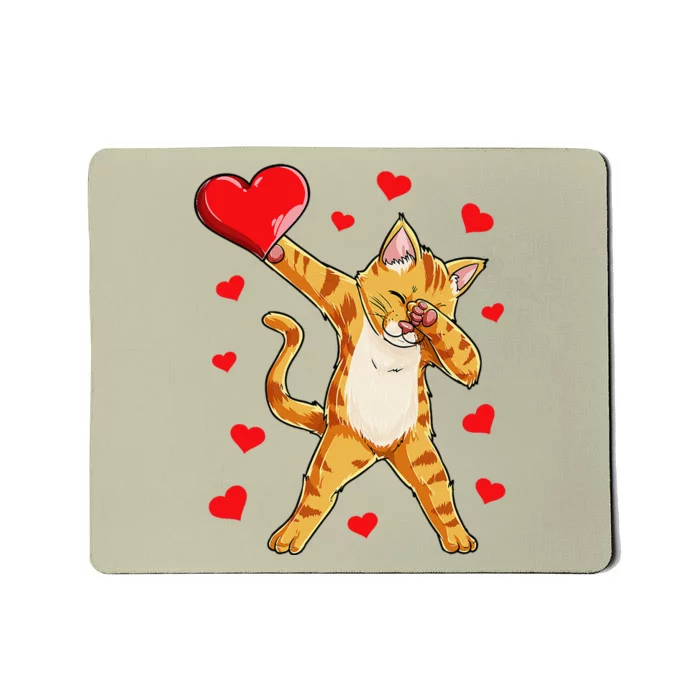 Dabbing Cat Heart Valentines Day Kitty Kitten Lovers Mousepad