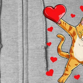 Dabbing Cat Heart Valentines Day Kitty Kitten Lovers Full Zip Hoodie