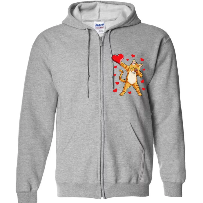 Dabbing Cat Heart Valentines Day Kitty Kitten Lovers Full Zip Hoodie