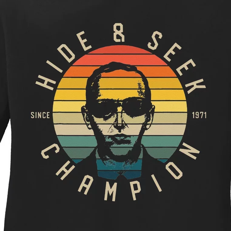 Db Cooper Hide And Seek Champion 1971 Retro Skyjacking Heist Ladies Long Sleeve Shirt