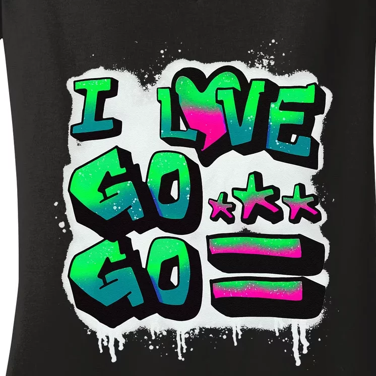 D C I Love Go Go Music Gift For Kids And Adults Women's V-Neck T-Shirt