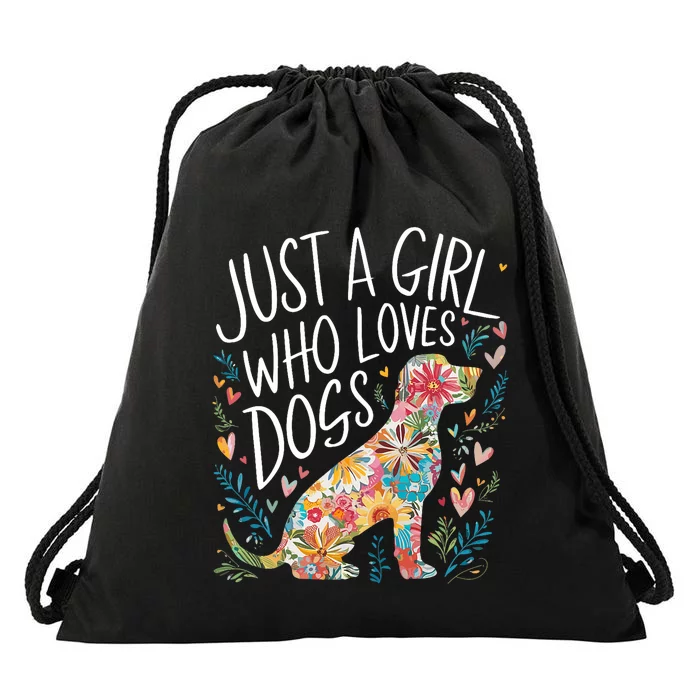 Dog Cute Just A Girl Who Loves Dogs Drawstring Bag