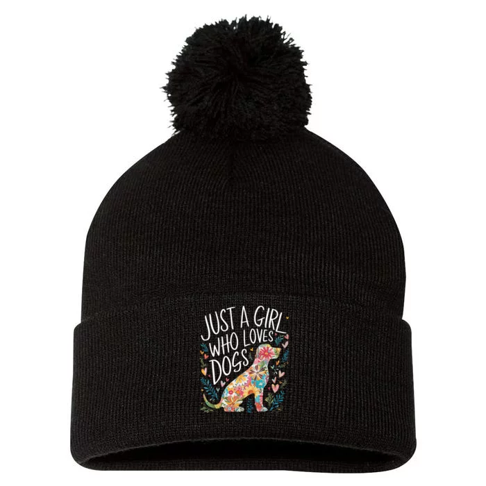 Dog Cute Just A Girl Who Loves Dogs Pom Pom 12in Knit Beanie