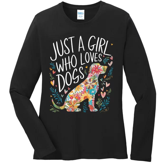 Dog Cute Just A Girl Who Loves Dogs Ladies Long Sleeve Shirt