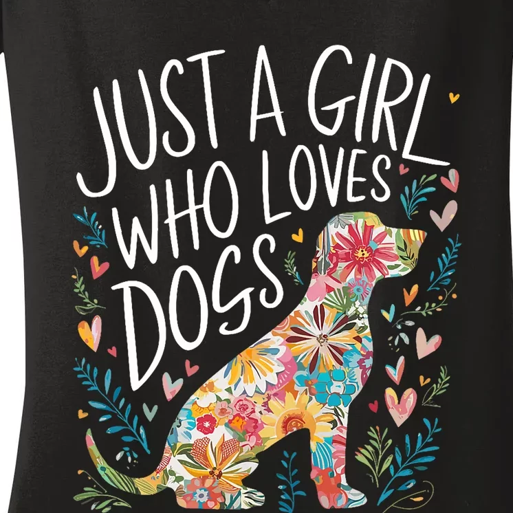 Dog Cute Just A Girl Who Loves Dogs Women's V-Neck T-Shirt