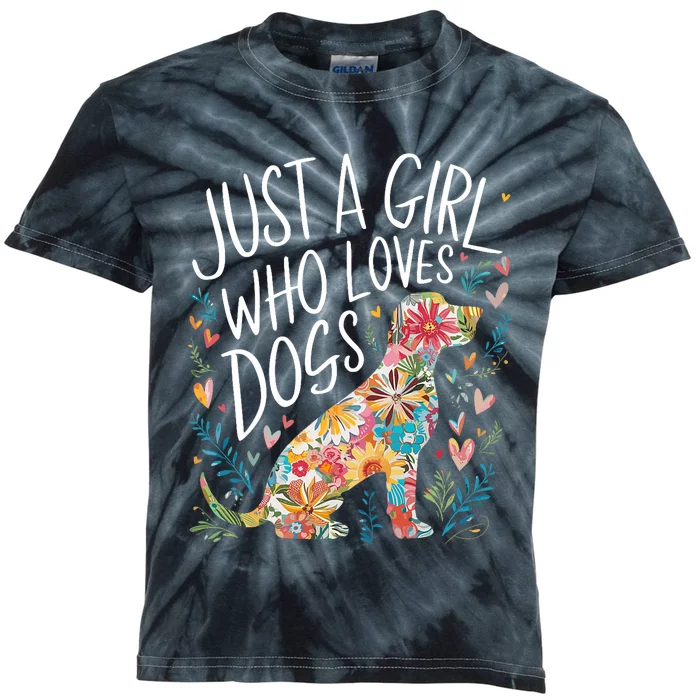 Dog Cute Just A Girl Who Loves Dogs Kids Tie-Dye T-Shirt