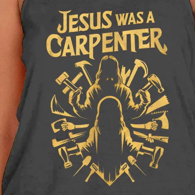 Divine Craftsman: Jesus Was A Carpenter Women's Knotted Racerback Tank