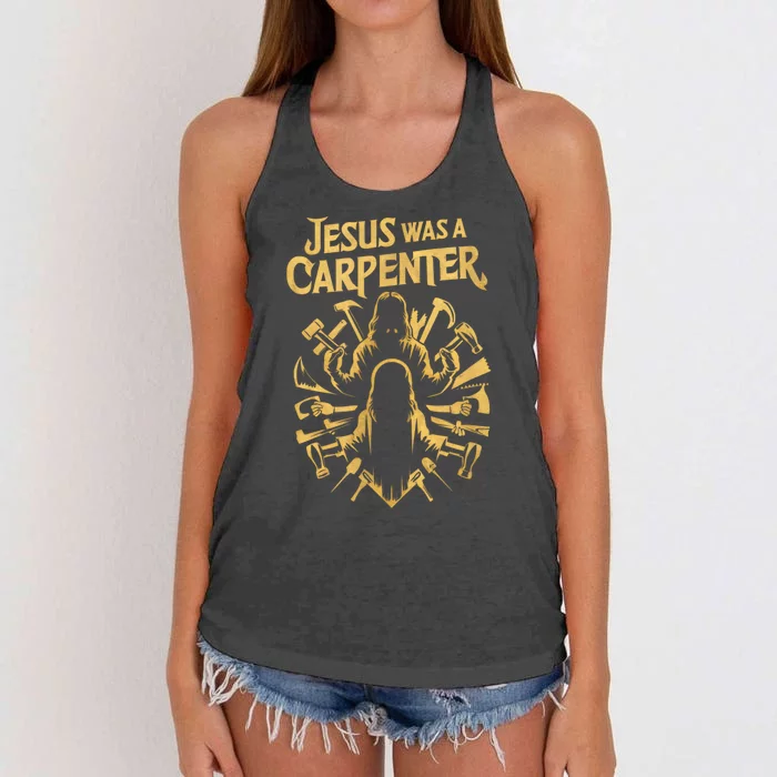 Divine Craftsman: Jesus Was A Carpenter Women's Knotted Racerback Tank