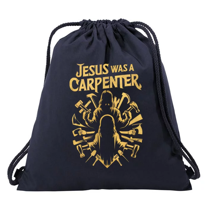 Divine Craftsman: Jesus Was A Carpenter Drawstring Bag