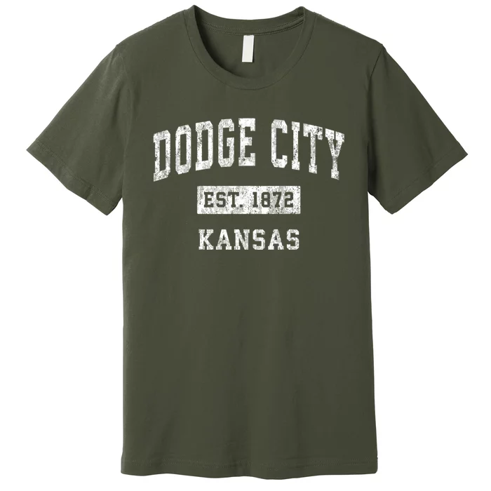 Dodge City Kansas Ks Vintage Sports Premium T-Shirt