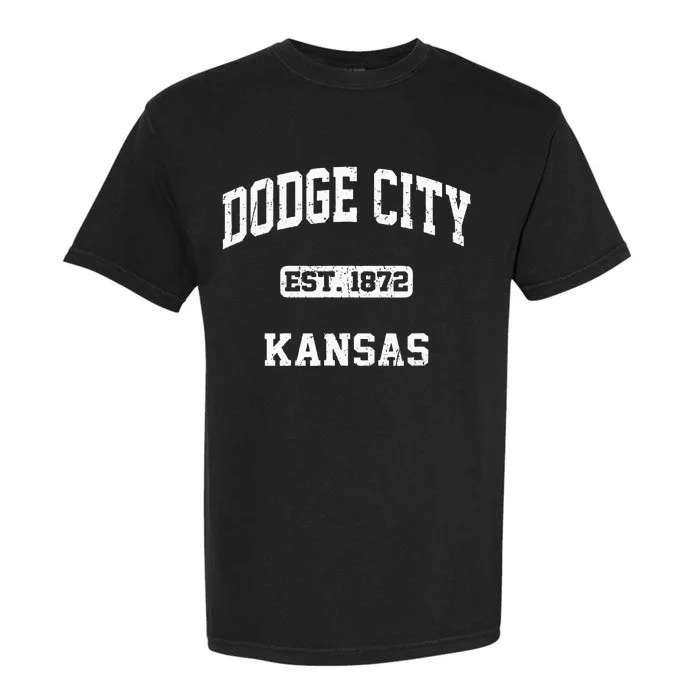 Dodge City Kansas KS Vintage State Athletic Style Garment-Dyed Heavyweight T-Shirt