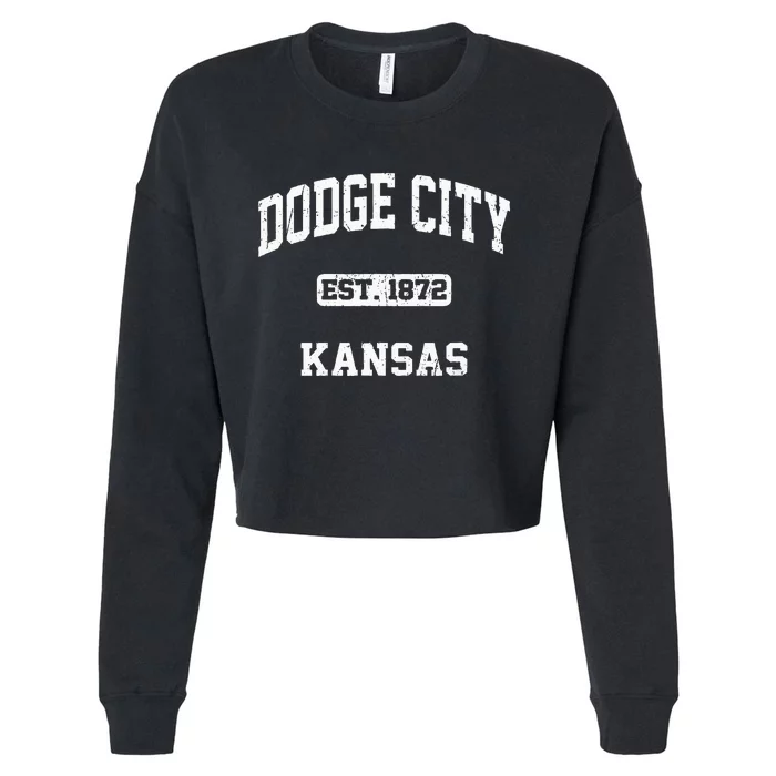 Dodge City Kansas KS Vintage State Athletic Style Cropped Pullover Crew