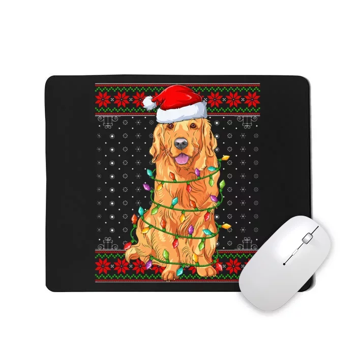 Dog Christmas Lights Ugly Sweater Golden Retriever Dog Xmas Mousepad