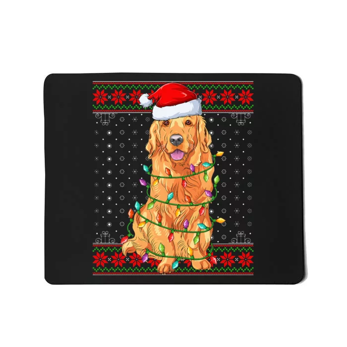 Dog Christmas Lights Ugly Sweater Golden Retriever Dog Xmas Mousepad