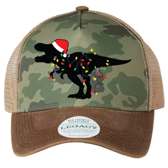 Dinosaur Christmas Lights T Rex Xmas Pajamas Legacy Tie Dye Trucker Hat