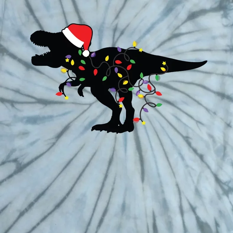 Dinosaur Christmas Lights T Rex Xmas Pajamas Tie-Dye T-Shirt