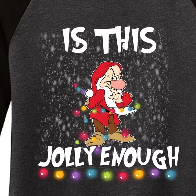 Dwarf Christmas Lights Is This Jolly Enough Women's Tri-Blend 3/4-Sleeve Raglan Shirt