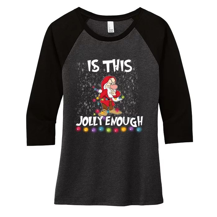 Dwarf Christmas Lights Is This Jolly Enough Women's Tri-Blend 3/4-Sleeve Raglan Shirt