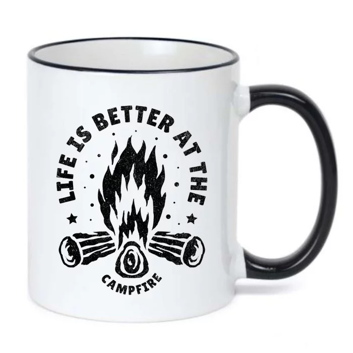 Distressed Camping Life Is Better At The Campfire Camp Life Gift Black Color Changing Mug