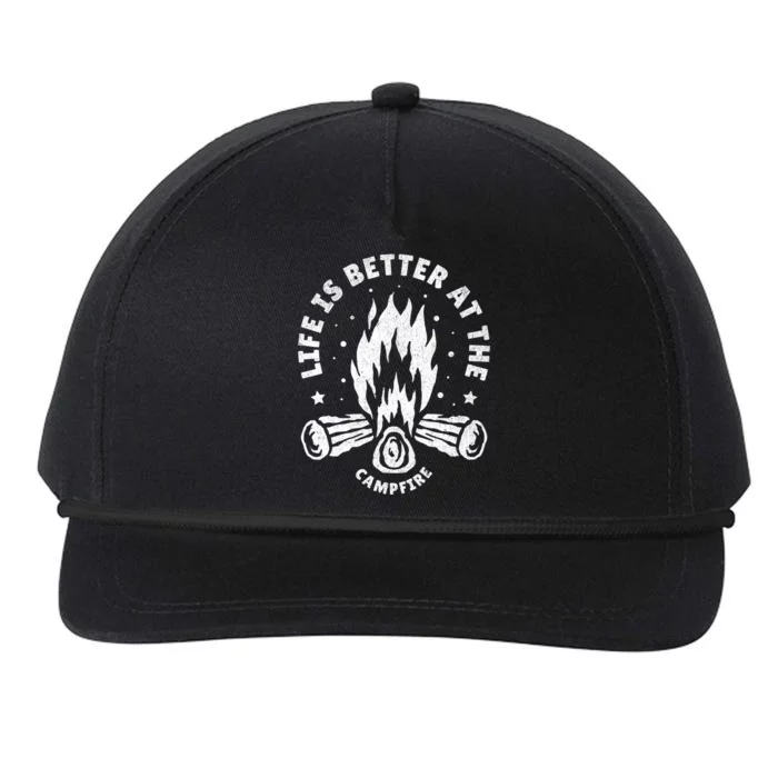 Distressed Camping Life Is Better At The Campfire Camp Life Gift Snapback Five-Panel Rope Hat