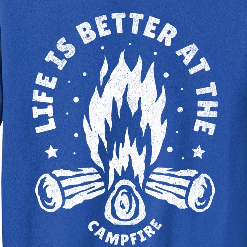 Distressed Camping Life Is Better At The Campfire Camp Life Gift Sweatshirt