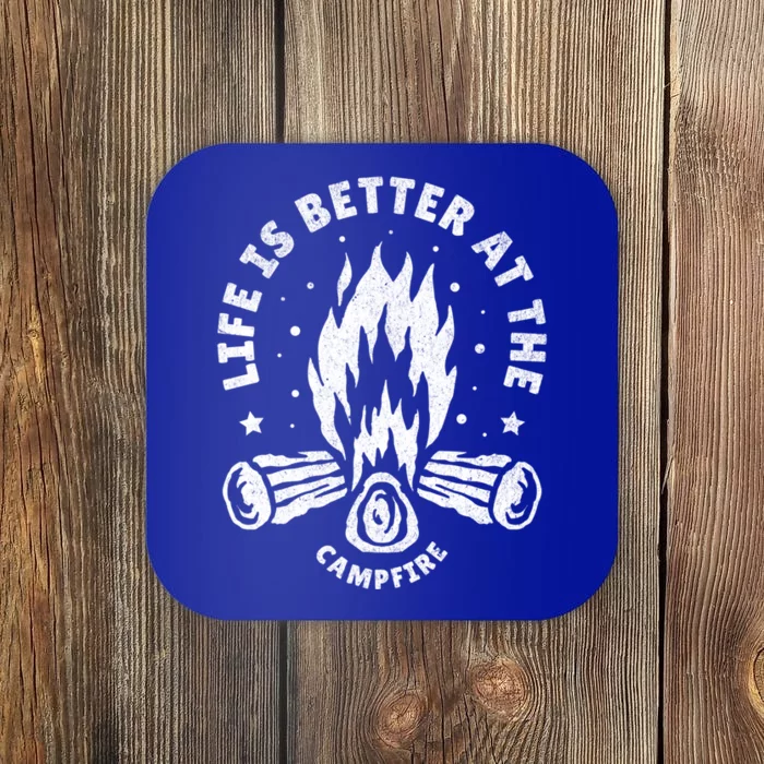 Distressed Camping Life Is Better At The Campfire Camp Life Gift Coaster