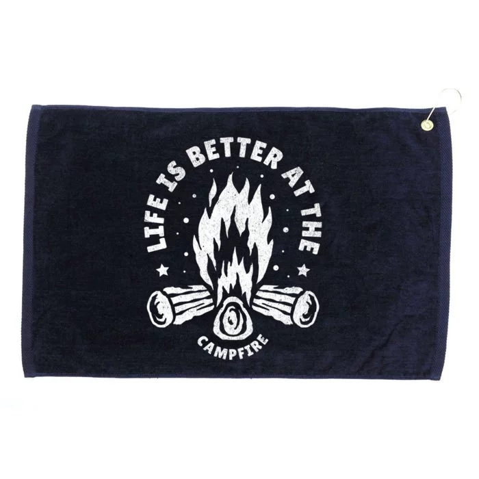 Distressed Camping Life Is Better At The Campfire Camp Life Gift Grommeted Golf Towel