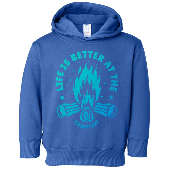 Distressed Camping Life Is Better At The Campfire Camp Life Gift Toddler Hoodie