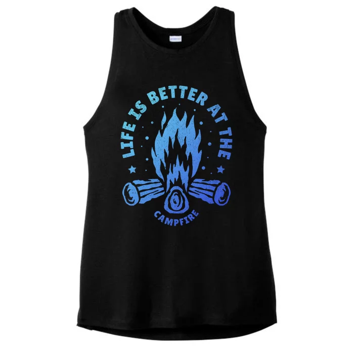 Distressed Camping Life Is Better At The Campfire Camp Life Gift Ladies Tri-Blend Wicking Tank