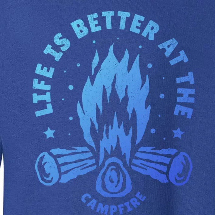 Distressed Camping Life Is Better At The Campfire Camp Life Gift Toddler Sweatshirt