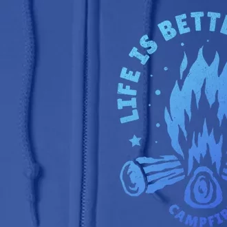 Distressed Camping Life Is Better At The Campfire Camp Life Gift Full Zip Hoodie