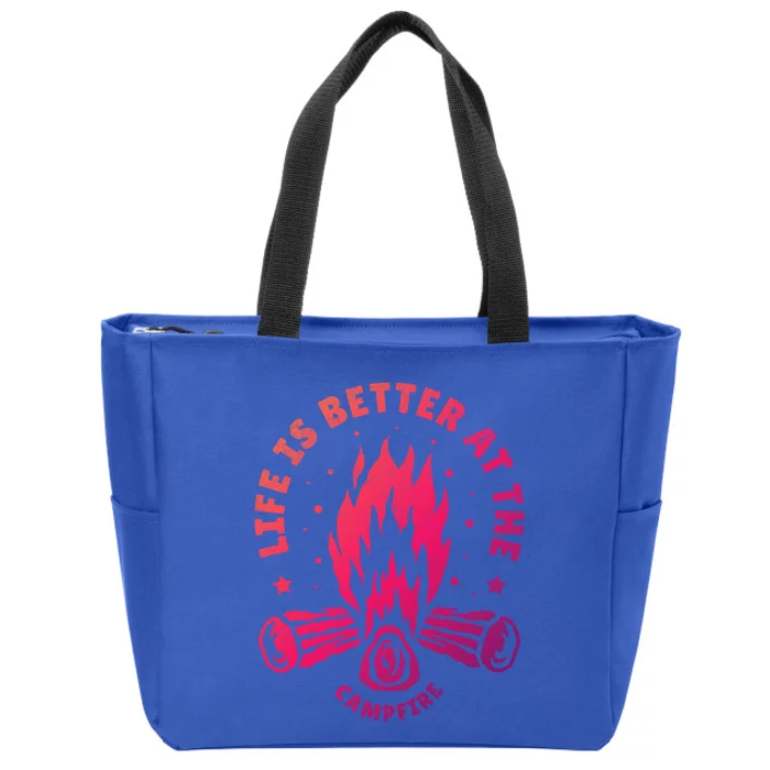 Distressed Camping Life Is Better At The Campfire Camp Life Gift Zip Tote Bag