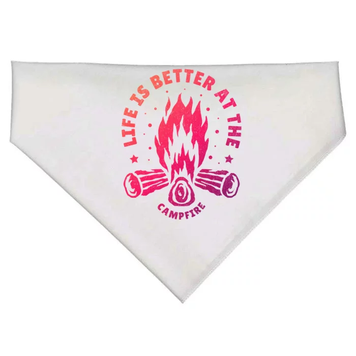 Distressed Camping Life Is Better At The Campfire Camp Life Gift USA-Made Doggie Bandana