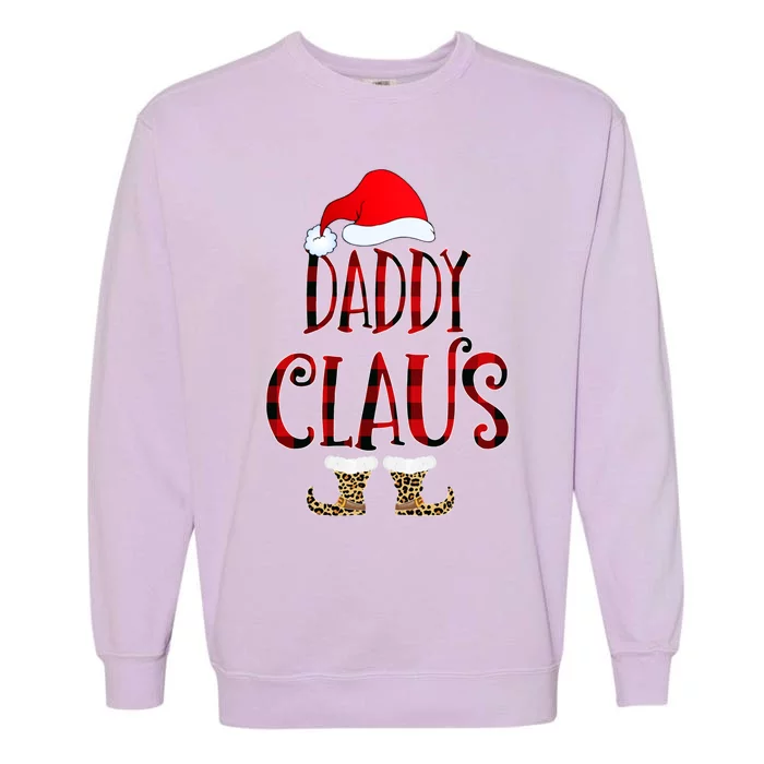 Daddy Claus Leopard Christmas Pajama Santa Gift For Father's Gift Garment-Dyed Sweatshirt