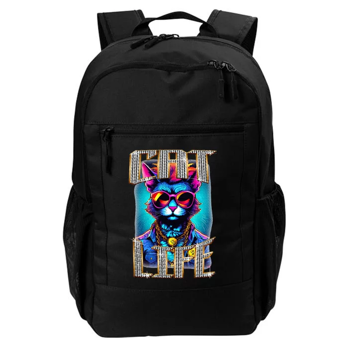 Diamond Cat Life With Glasses And Necklace Daily Commute Backpack