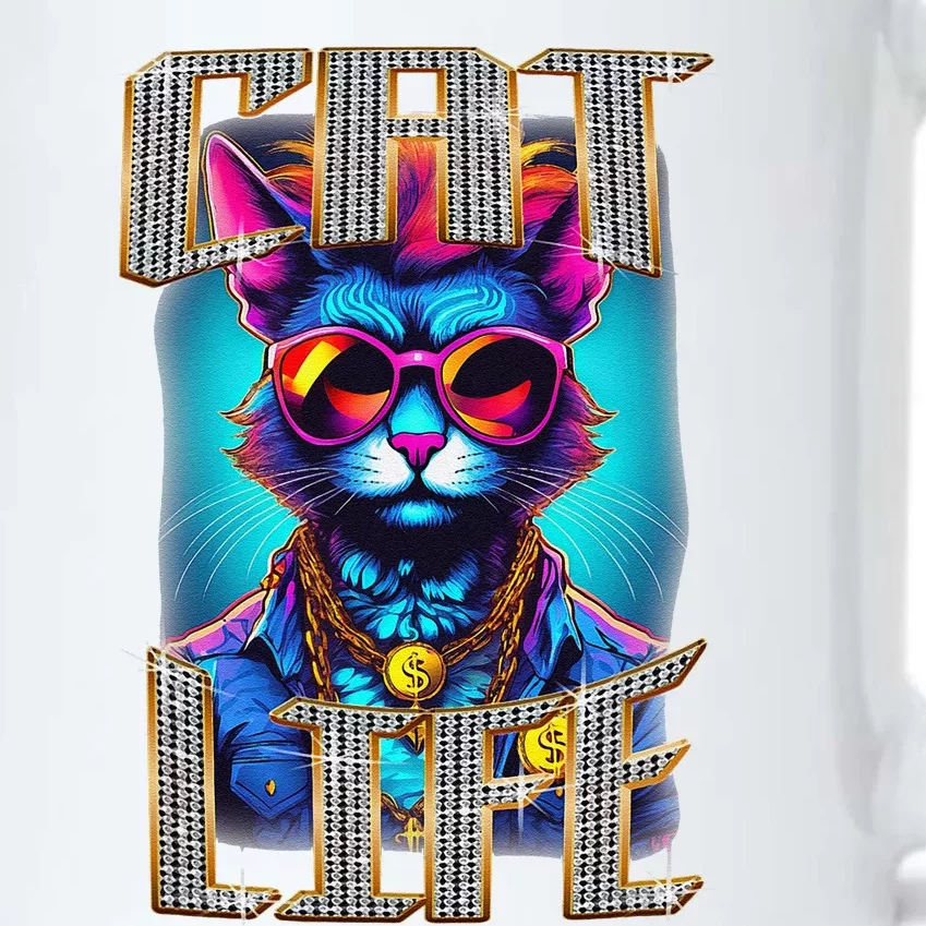 Diamond Cat Life With Glasses And Necklace Black Color Changing Mug