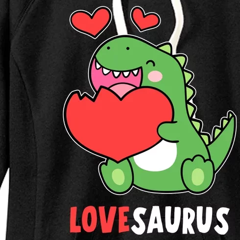 Dinosaur Cute LoveSaurus Valentines Day Heart Women's Fleece Hoodie