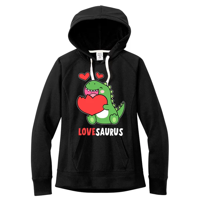 Dinosaur Cute LoveSaurus Valentines Day Heart Women's Fleece Hoodie