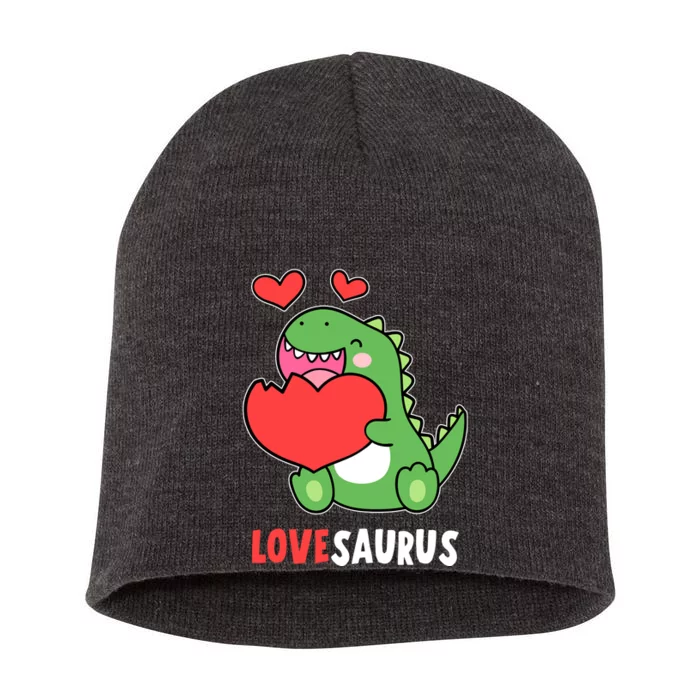 Dinosaur Cute LoveSaurus Valentines Day Heart Short Acrylic Beanie