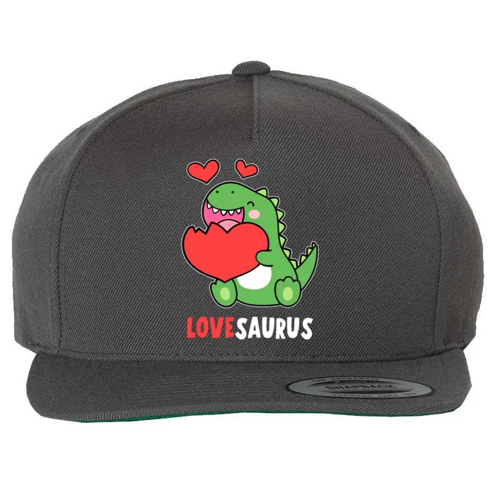 Dinosaur Cute LoveSaurus Valentines Day Heart Wool Snapback Cap