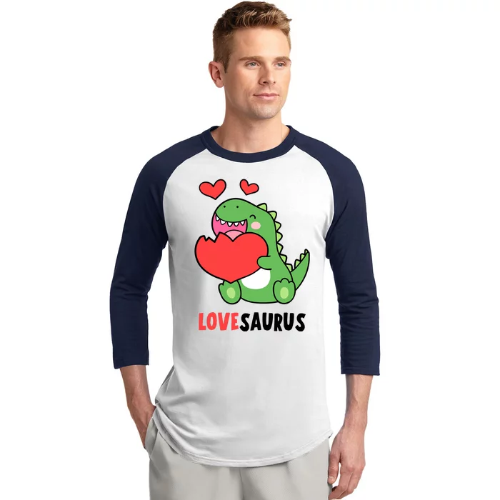 Dinosaur Cute LoveSaurus Valentines Day Heart Baseball Sleeve Shirt