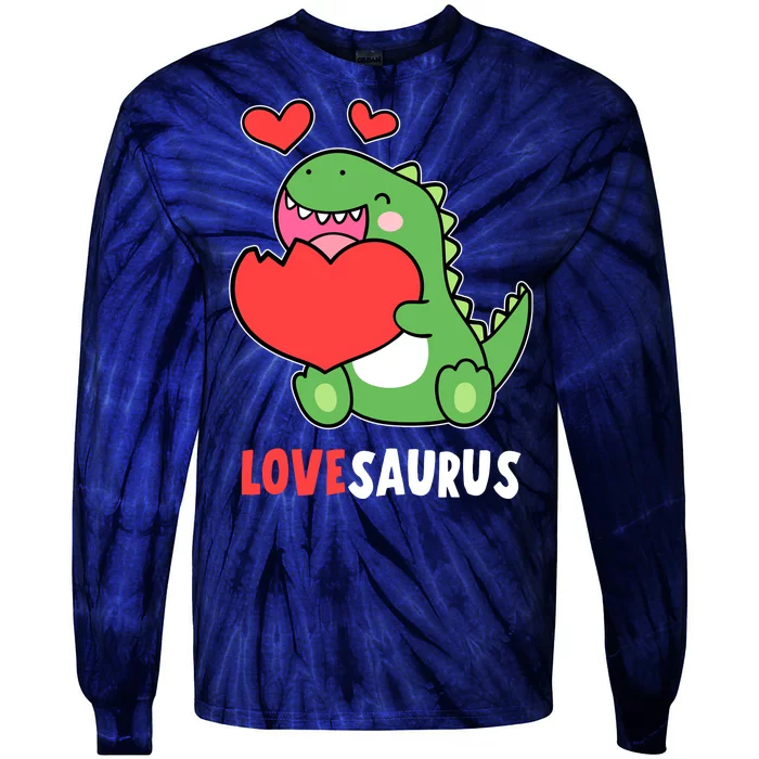 Dinosaur Cute LoveSaurus Valentines Day Heart Tie-Dye Long Sleeve Shirt